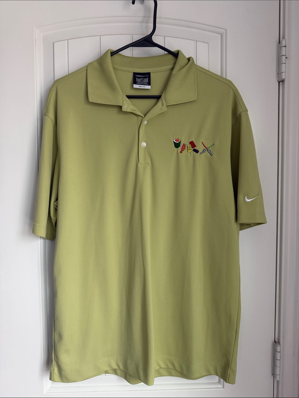 Nike Men’s Olive Green Golf Polo with Embroidered Icons